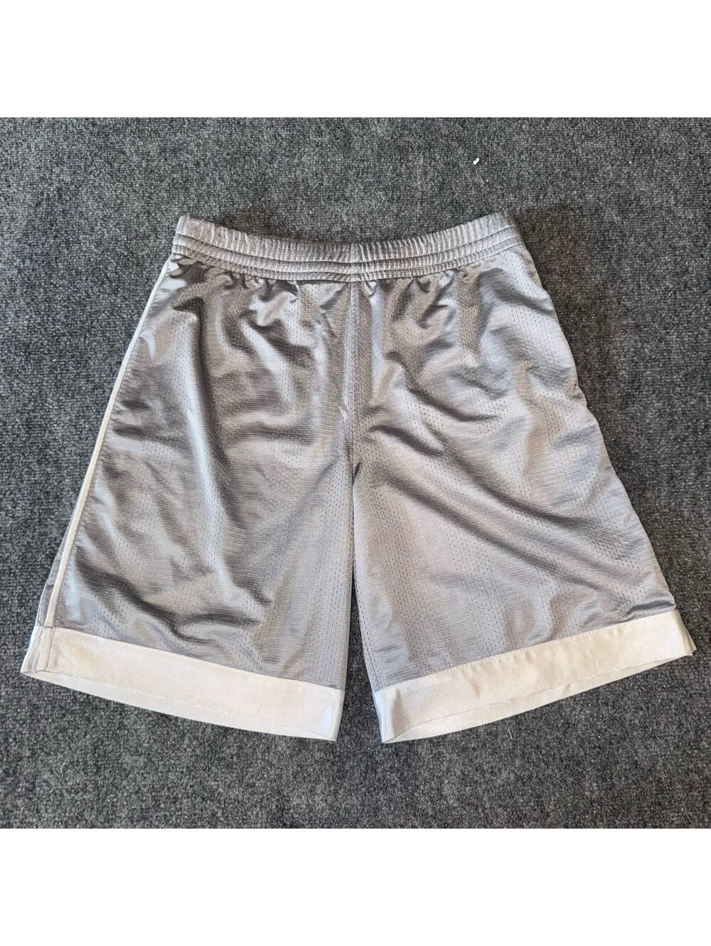 Tek Gear Grail Silver Baggy Dazzle Hoop Shorts Mens MD Vtg y2k 90s Rare